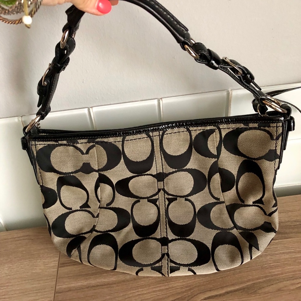 COACH Monogram Black/Gray Canvas Hobo Bag